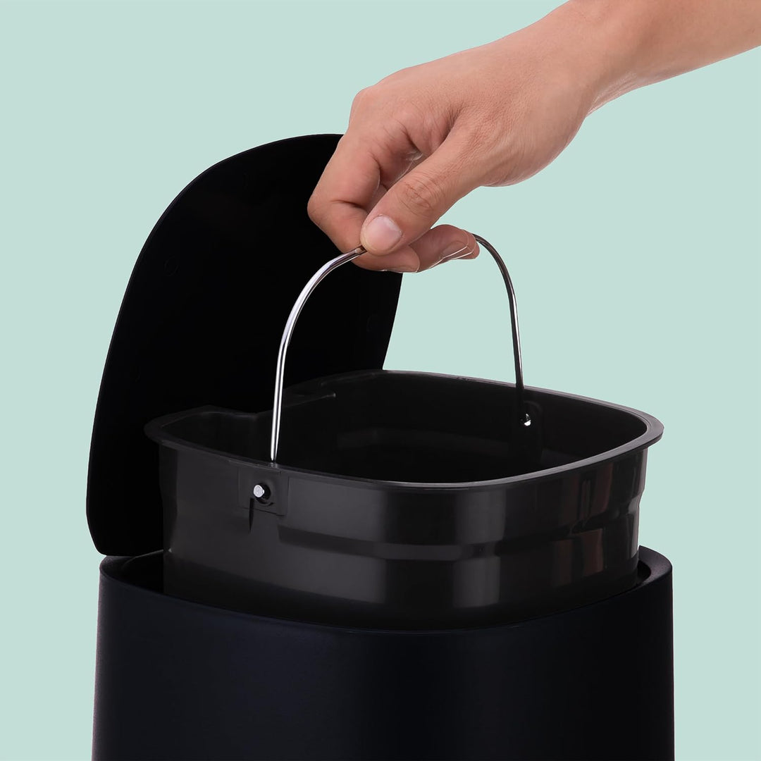 Relaxdays Mülleimer Bad, 5 l, Kosmetikeimer mit Soft-Close, Matte Optik, entnehmbarer Inneneimer, Tr