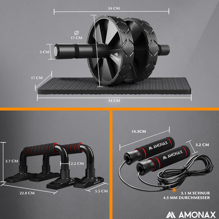 Amonax Bauchroller, bauchtrainer ab roller, bauchmuskeltrainer ab wheel set, mit Rutschfester, inkl.