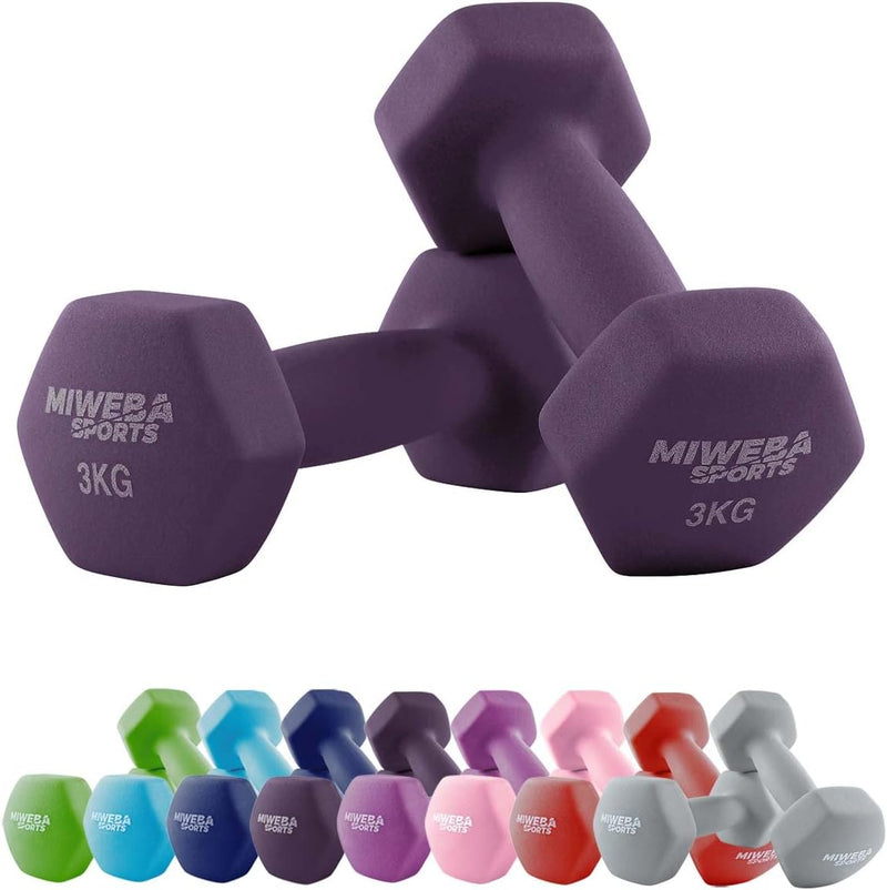 Miweba Sports Neopren Hantelset NKH100 | 𝐏𝐫𝐨𝐟𝐢 Hanteln - 0.5-10.0 Kg - Hexagon Hanteln Set - Kurzhan