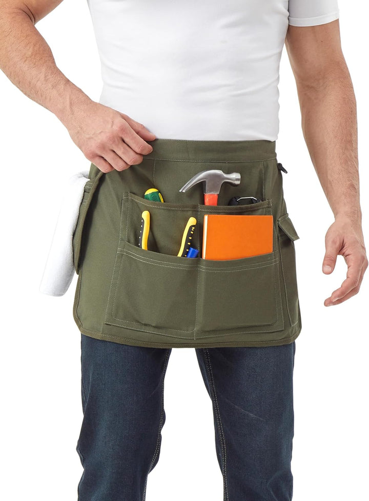 Nanxson Unisex Werkzeugschürze Gartenschürze kurz Segeltuchschürze | Damen Herren Einstellbar Taille