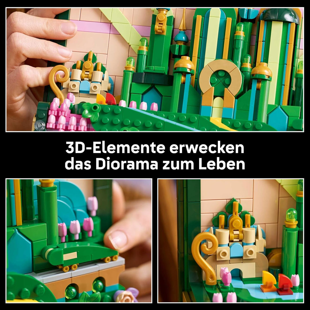 LEGO Wicked Emerald City Wandkunst - 3D Bauset für Erwachsene - Ausstellungsmodell mit 6 Minifiguren