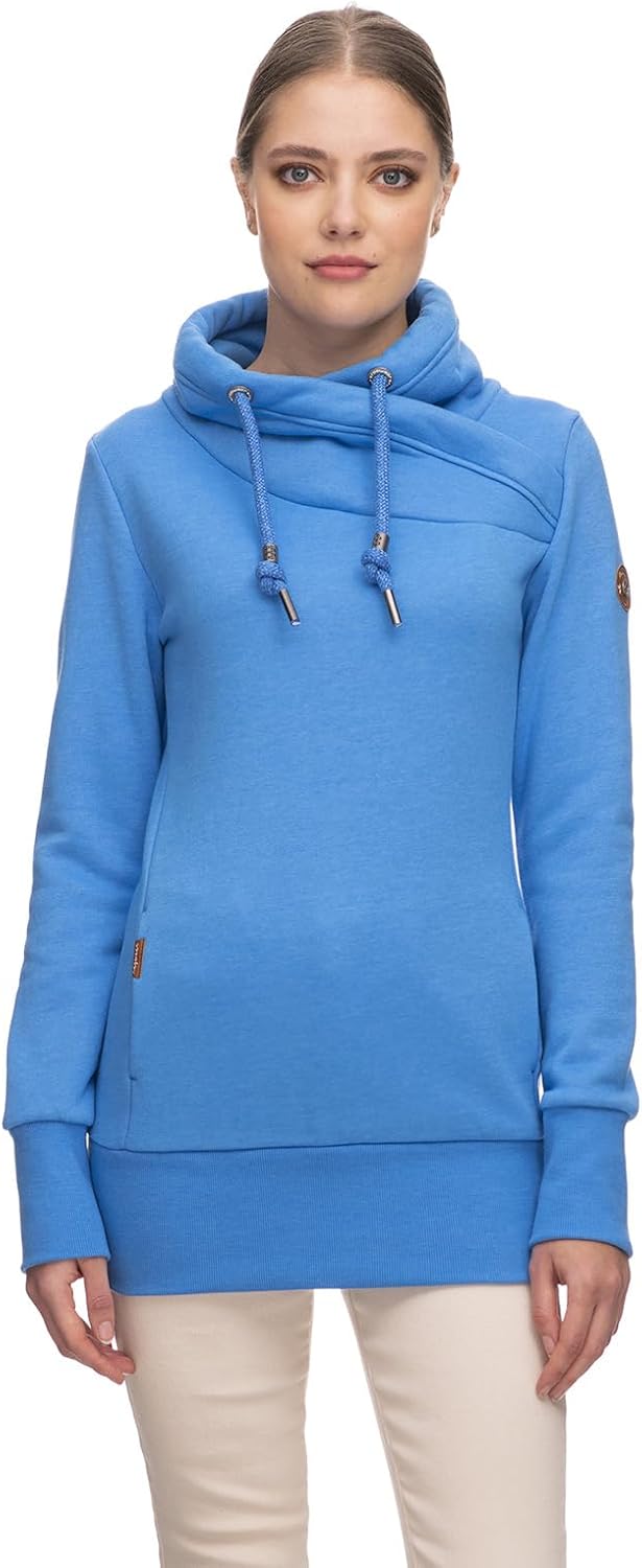 Ragwear NESKA Damen Frauen Kapuzenpulli,Kapuzenpullover,Hoodie,Stehkragen,warm,Seitentaschen S Blue