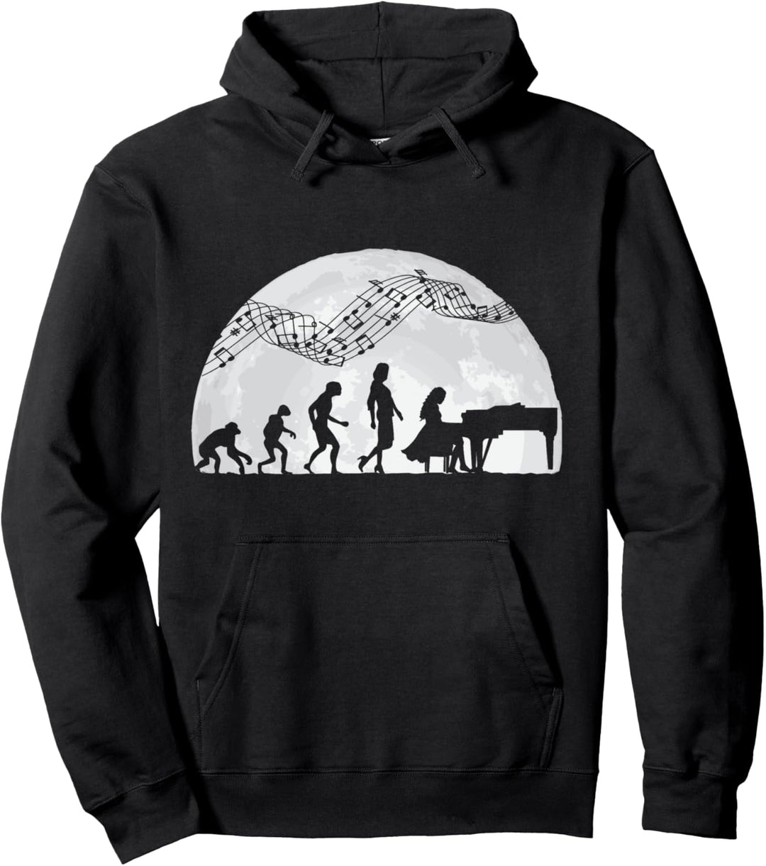Klavierspielerin Frau Evolution Pianist Pullover Hoodie