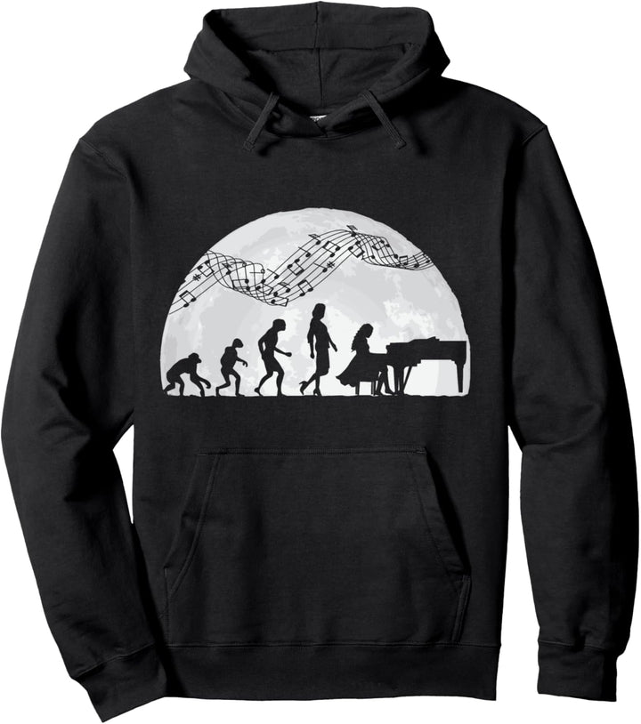 Klavierspielerin Frau Evolution Pianist Pullover Hoodie