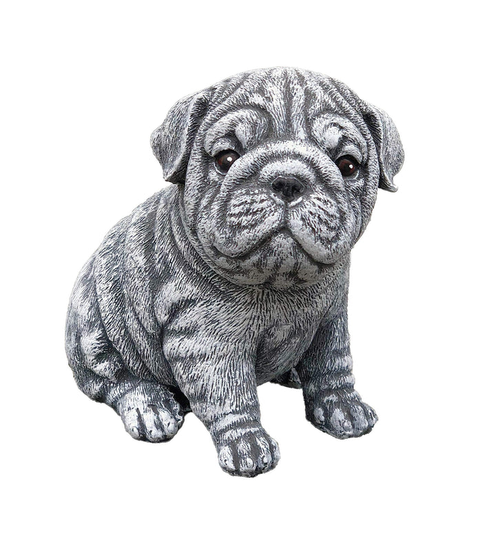 stoneandstyle Steinfigur Bulldogge Welpe massiver Steinguss frostfest wetterfest bis -30°C