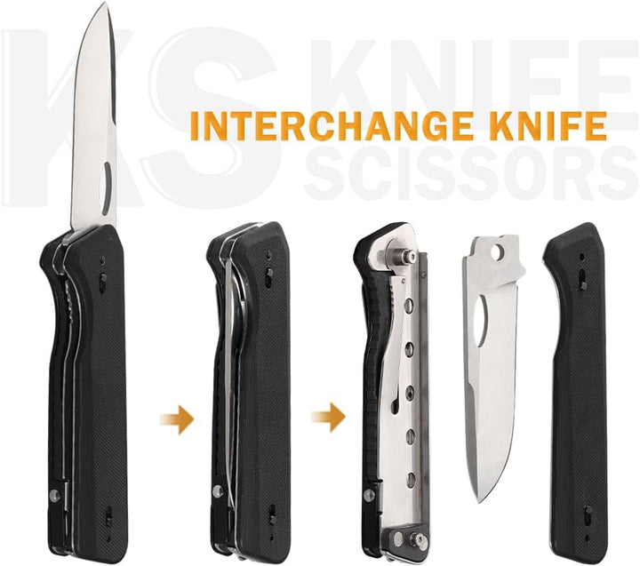 Roxon S501U Folding Pocket Scissors &Replaceable Changeable Knife Blade mit Belt Clip, 2 in 1 Multi-