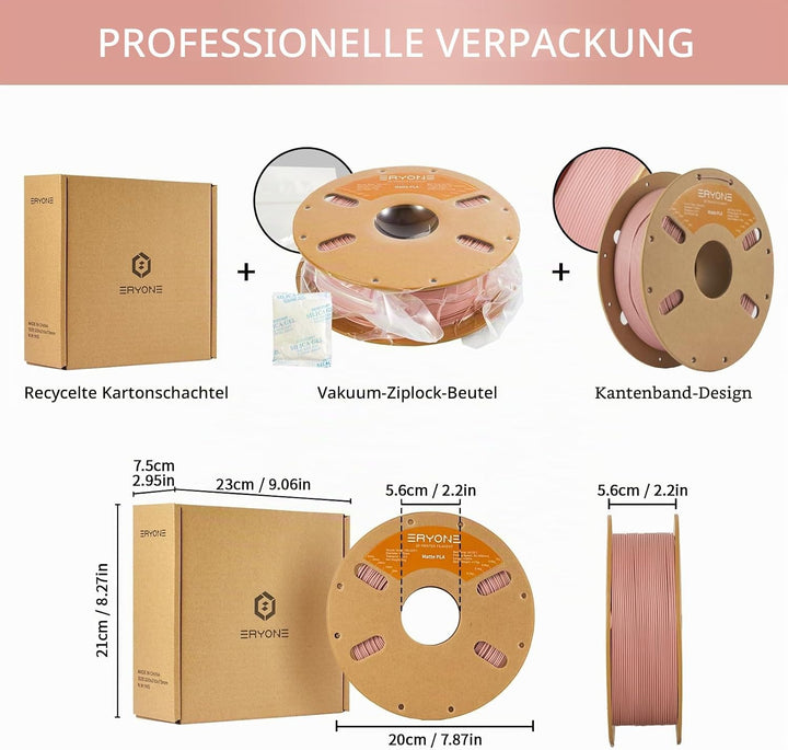 ERYONE Matte PLA 3D Drucker Filament 1.75mm, Massgenauigkeit +/- 0.03 mm, 1 kg 1 Spule, Matte Kerami