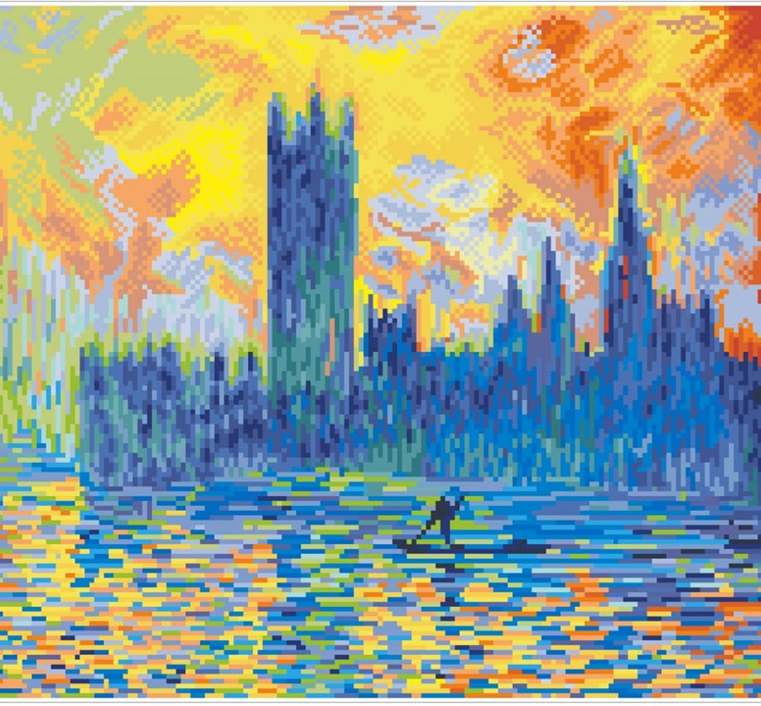 Diamond Dotz DD10-038 London Parliament in Winter (Claude Monet), ca. 46 x 41 cm gross, Diamond Pain