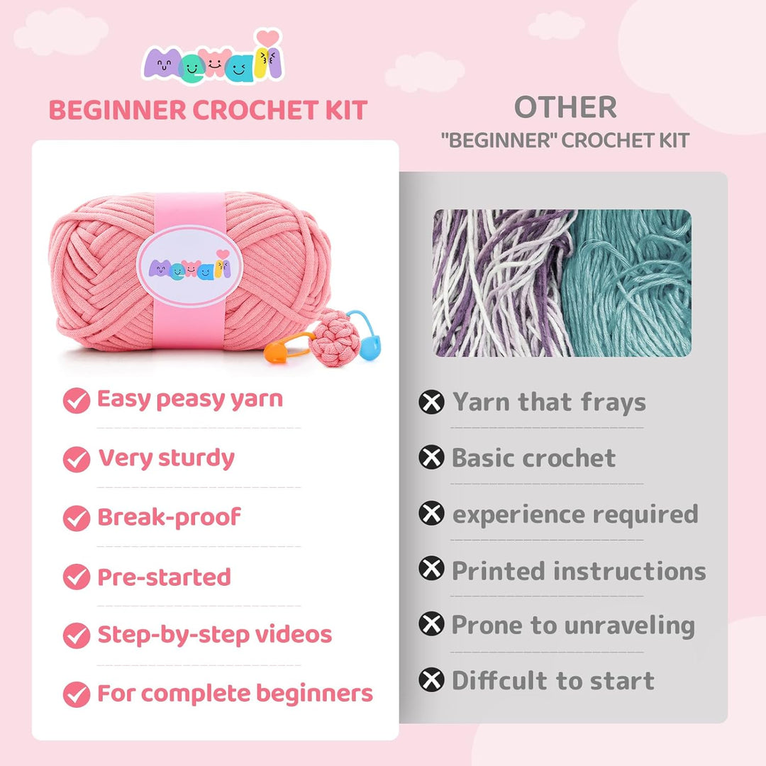 Mewaii Häkelset für Anfänger, Komplettes DIY Set für Erwachsene Häkelnadel Set mit Vorgestartetem Ga