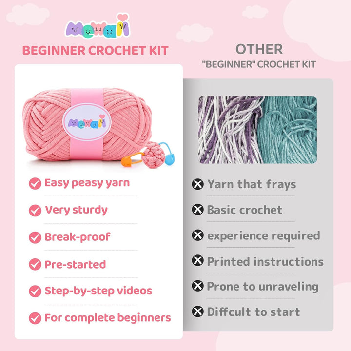 Mewaii Häkelset für Anfänger, Komplettes DIY Set für Erwachsene Häkelnadel Set mit Vorgestartetem Ga