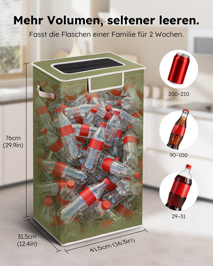 SOELDI 100L Pfandflaschen Sammelbehälter mit Deckel, Pfandflaschen Behälter mit zwei Abnehmbaren Tra