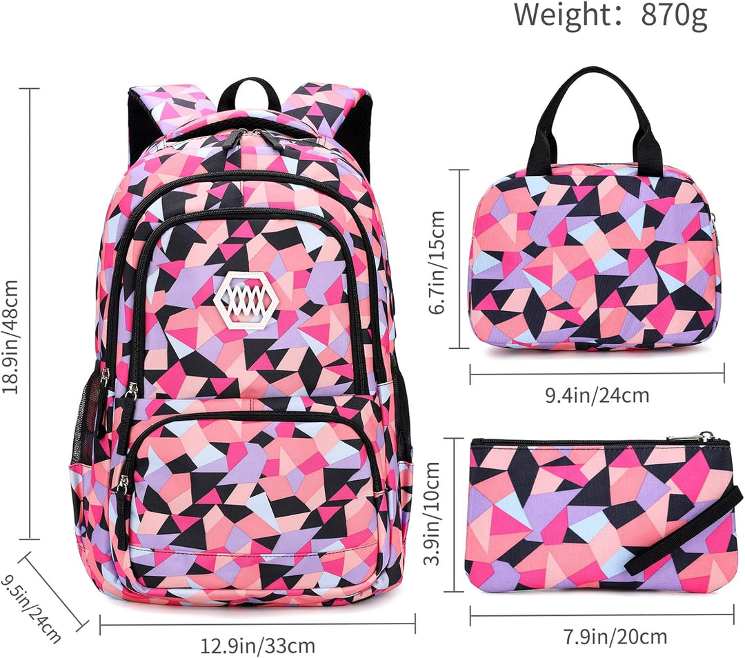 Schulrucksack Jungen Mädchen Rucksack Teenager: Schultaschen Sets mit Lunchpaket Federmäppchen Schul