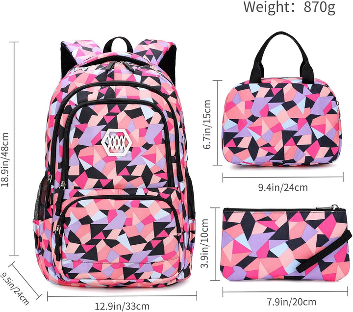 Schulrucksack Jungen Mädchen Rucksack Teenager: Schultaschen Sets mit Lunchpaket Federmäppchen Schul