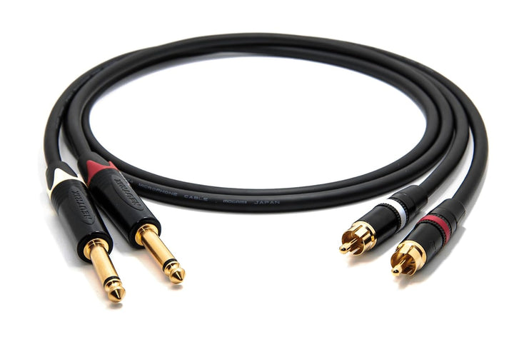 enoaudio Mogami 2534 Quad Stereo Paar (L,R) Audio Kabel | Neutrik Gold Cinch RCA - 6,3mm TS klinke |