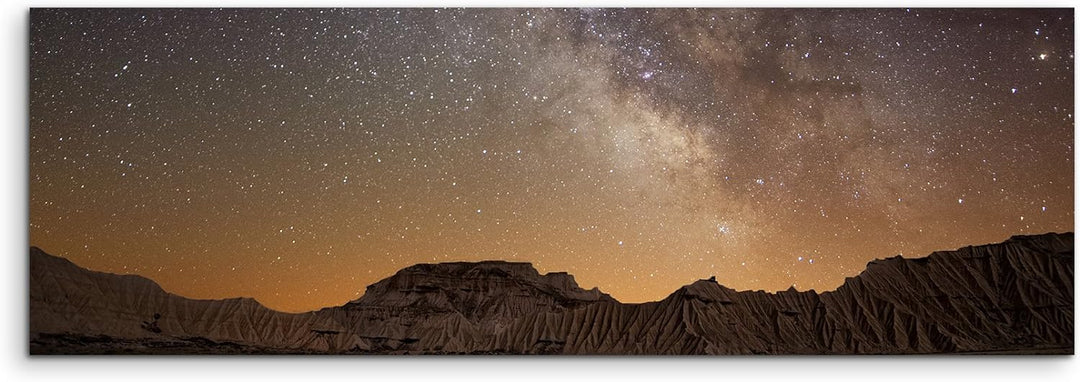 Paul Sinus Art Panorama Fotoleinwand 120x40cm Landschaftsfotografie – Milchstrasse über Bardenas, Sp