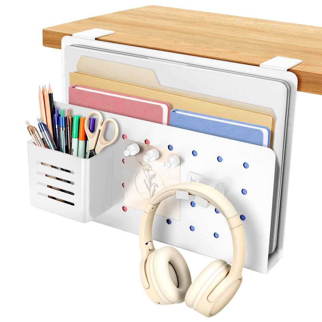 Schreibtisch Organizer Clip-On – Bohrfreie Laptop Halterung für Tischkanten 1–5,6 cm, mit Stifthalte