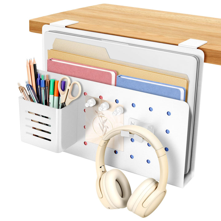 Schreibtisch Organizer Clip-On – Bohrfreie Laptop Halterung für Tischkanten 1–5,6 cm, mit Stifthalte