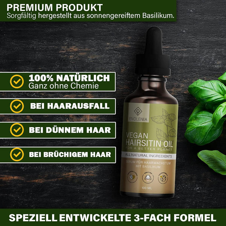 NEU: Enolenia® Hairsitin Haarwachstum Serum mit Basilikum & Rizinus, Anti Haarausfall für Männer & F