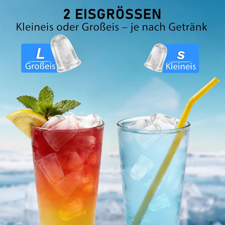 Citybee Eiswürfelmaschine Klein Ice Maker - Eiswürfel maschine Mini mit 2 Eiswürfelgrössen - Leise T