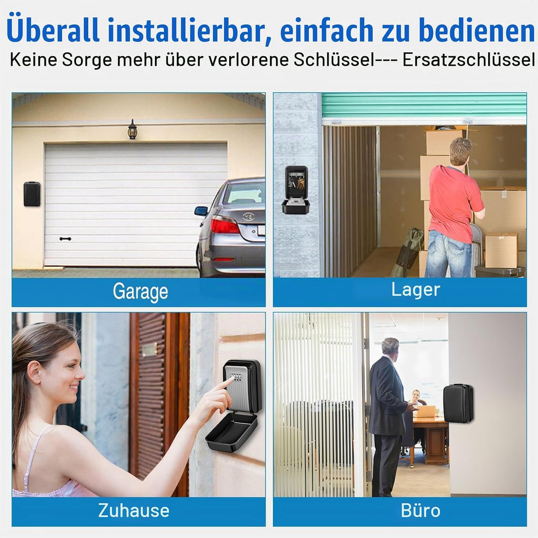 Schlüsseltresor mit Zahlencode, Gross Schlüsselsafe Aussen 4 Stellig Wasserdicht Schlüsselbox mit Co