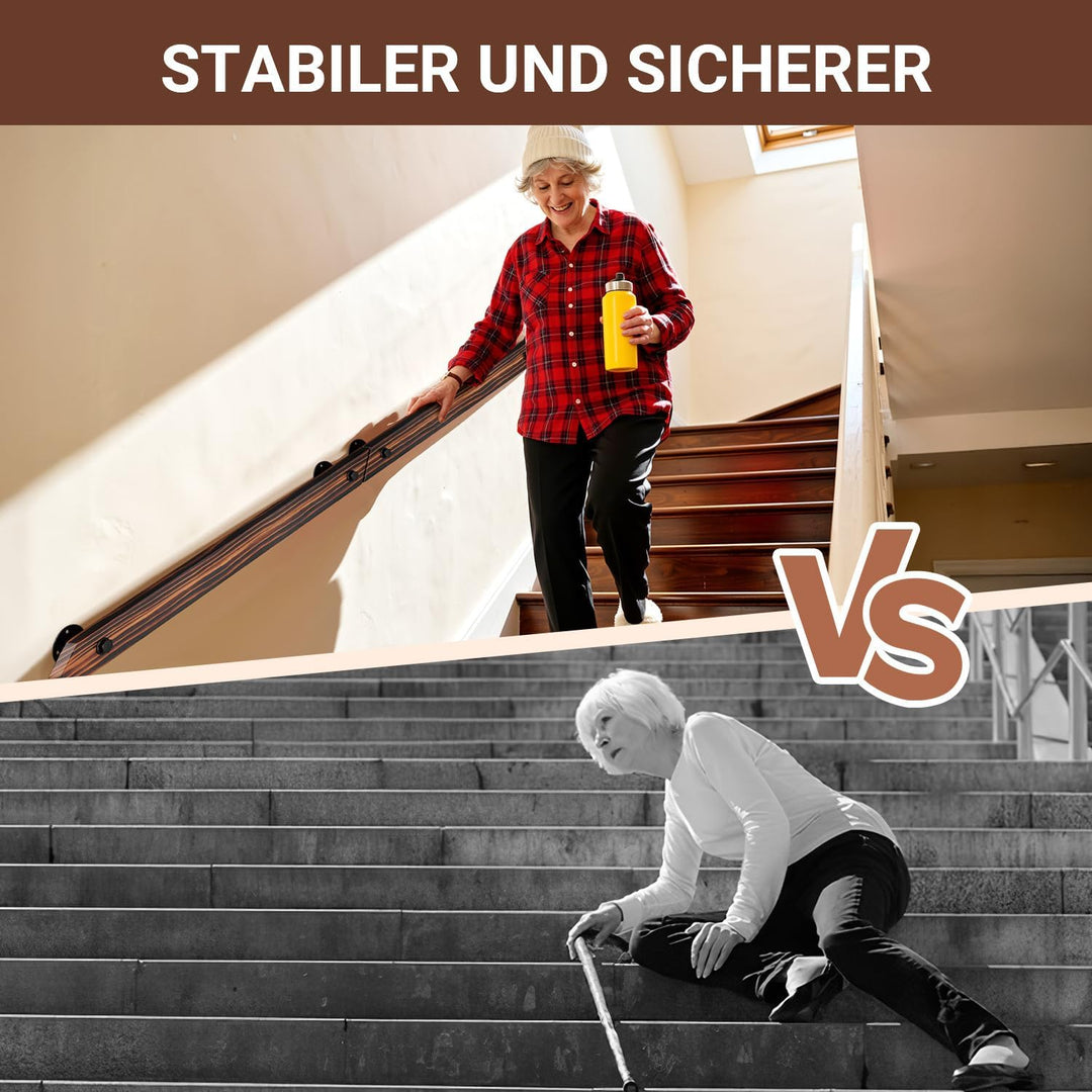 Ikodm Kiefernholz Handlauf Treppengeländer 150cm Geländer für Treppe Treppe Wandhandlauf Wand Treppe