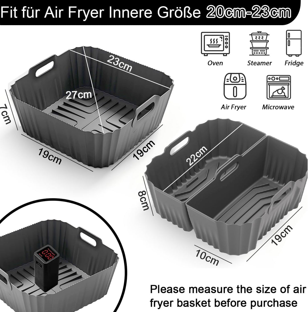 Silikonform für Heissluftfritteuse 19-23CM, Air Fryer Zubehör Silikon Einsatz anstelle Backpapier, H