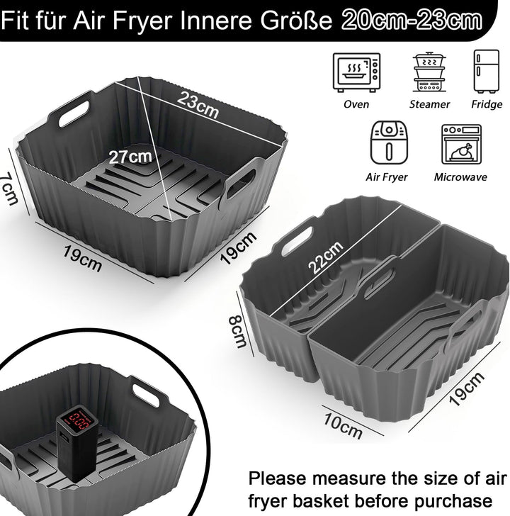 Silikonform für Heissluftfritteuse 19-23CM, Air Fryer Zubehör Silikon Einsatz anstelle Backpapier, H