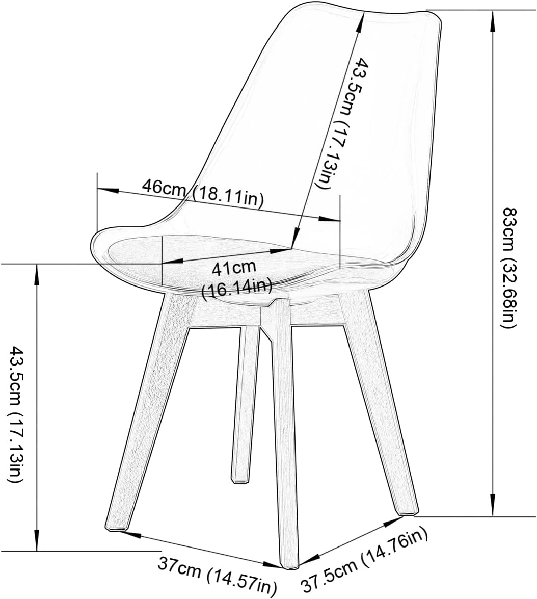 H.J WeDoo 6er Set Braun Transparente Esszimmerstühle im Skandinavischen Stil, 6 Küchenstühle Massive