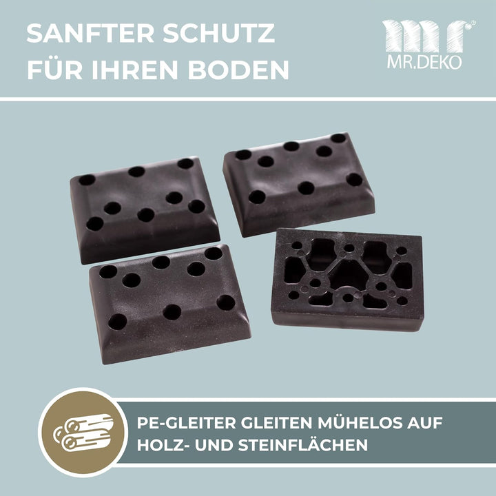 MR. DEKO® Strandkorb PE Gleiter 4er Set | Bodenabstandshalter Füsse für Möbel | Möbelfüsse Schraubba