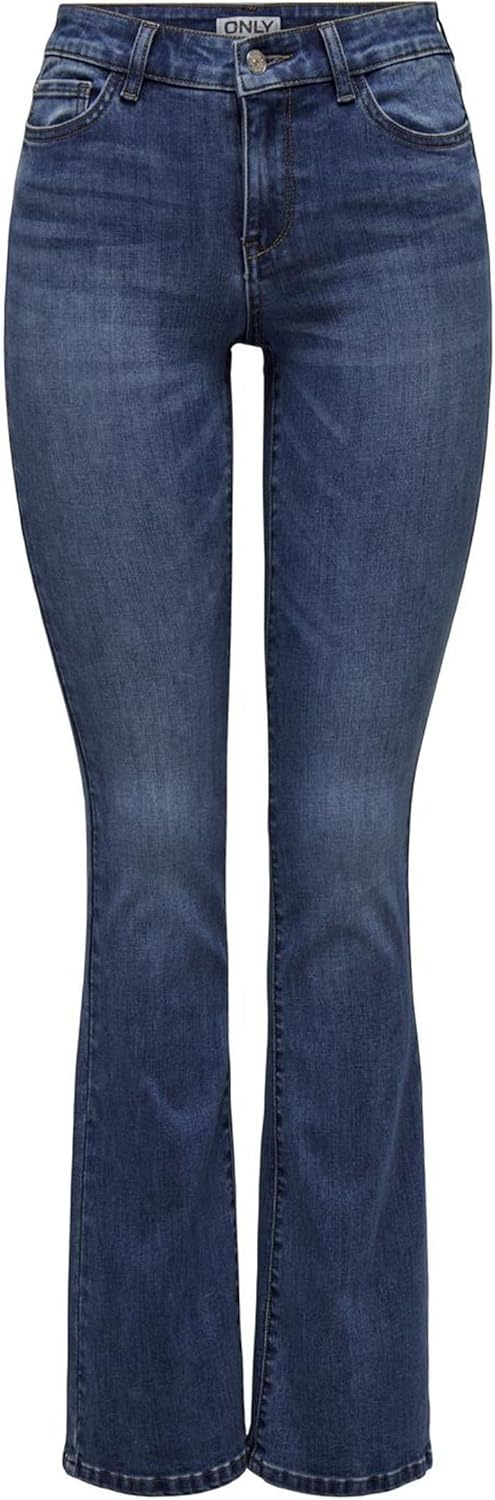 ONLY Female Flared fit Jeans ONLROSE Mittlere Taille Ausgestellt Jeans XS / 32L Medium Blue Denim, X