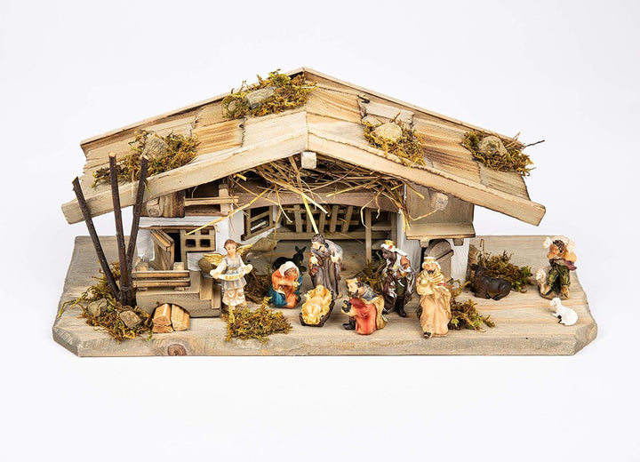 Weihnachtskrippe W20 mit Figuren Krippe Weihnachtskrippen Stall Krippen
