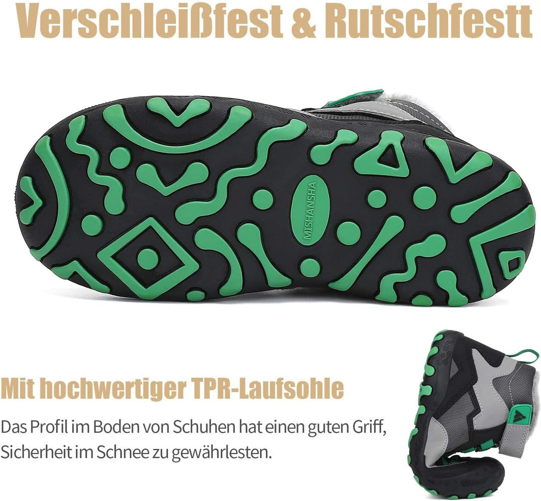 Mishansha Kinder Winterschuhe Gefüttert Winterstiefel für Jungen Mädchen Gr.24-38 28 EU Schwarz Grau