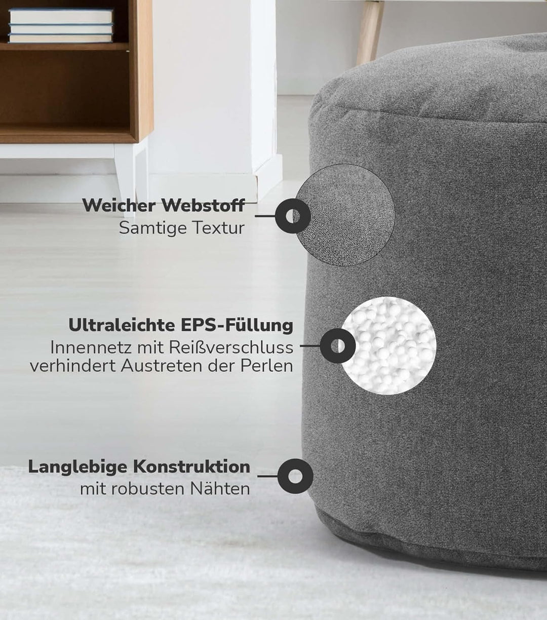 mokebo® Minipouf, Hocker o. Bodenkissen 50x30cm 'Der Ruhepouf' Sitzhocker rund & Fusshocker fürs Woh