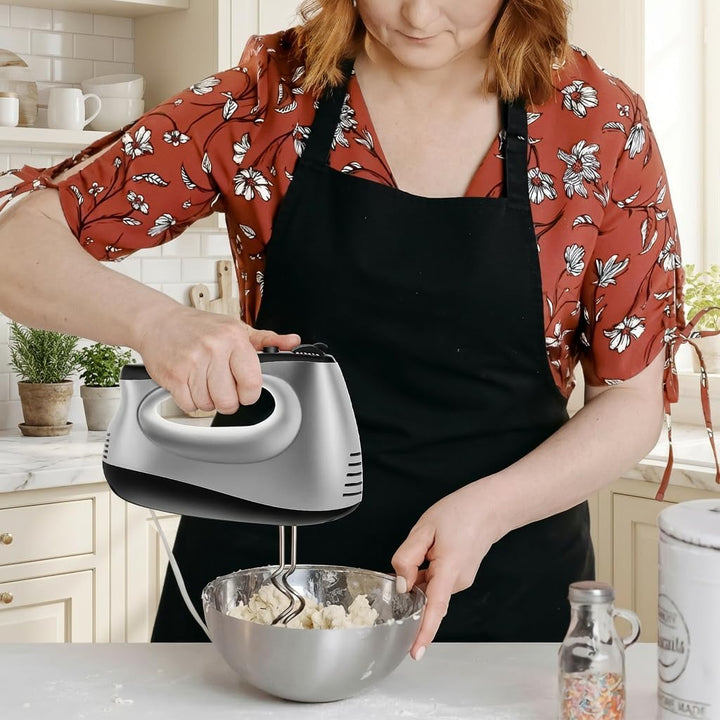 Handmixer Elektrisch 500W mit 5 Geschwindigkeiten & Turbinenfunktion Inkl. 2 Quirlen, 2 Knethaken, 2