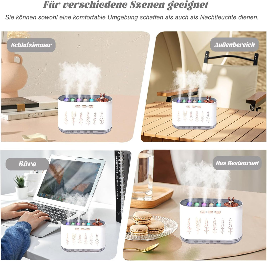 Luftbefeuchter, 700 ml Mini Schlafzimmerbefeuchter, Tragbarer Befeuchter mit 5 Loch Spray, farbenlic