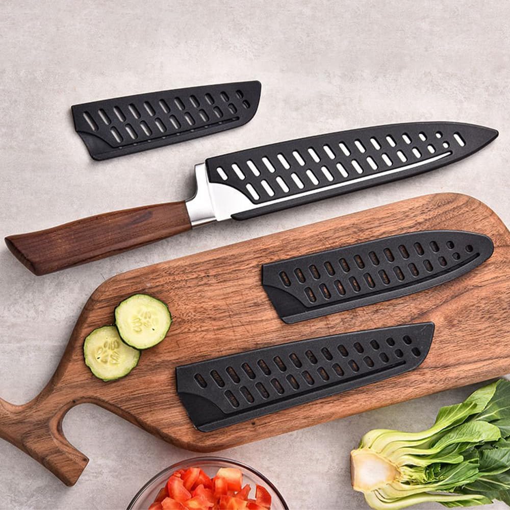 8 Stück Messerschutz, Klingenschutz in 8 Grössen, Messerschutzhüllen, Schwarz Universal Messerschutz