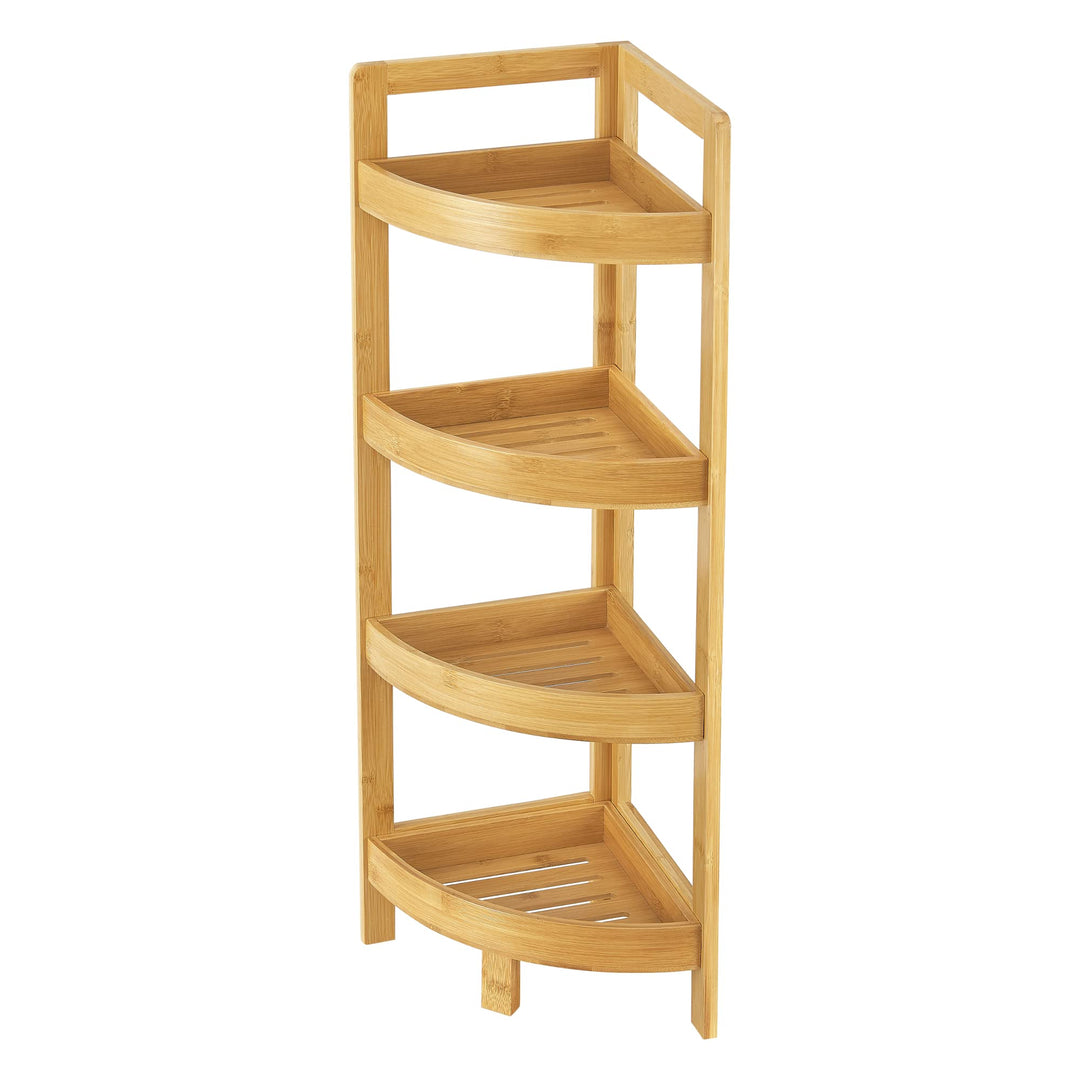 [en.casa] Bambus Standregal Lestijärvi Badregal 4 Ablagen 80 x 23 x 23 cm Eckregal stehend Natur