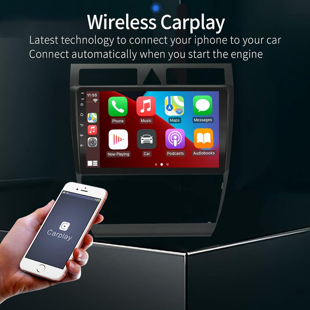 EZoneTronics Carplay Radio Android Auto Radio für Audi A6 C5 1997-2004 S6 1999-2004 mit 9 Zoll Touch
