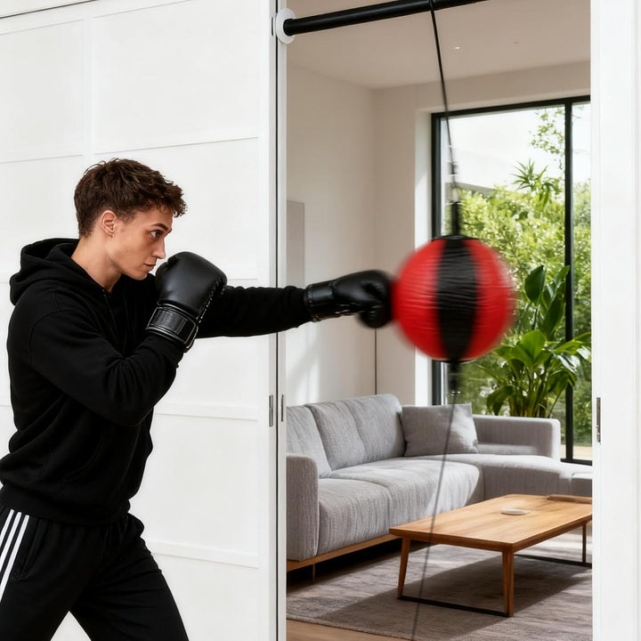 Doppelendball Boxball Speedball Set für Boxen und MMA Training, inklusive Pumpe und Sicherheitsversc
