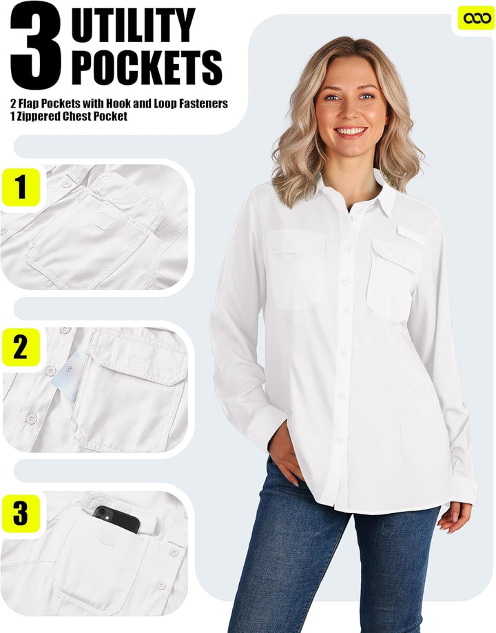 33,000ft Hemdbluse Damen UPF50 UV Schutz Hemd Schnelltrocknende Button-Down Shirts Atmungsaktive Wan