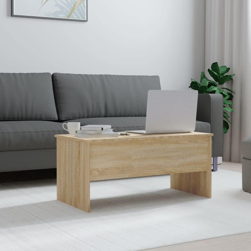 WIFESE Couchtisch Höhenverstellbar 102x50,5x46,5 cm Beistelltisch Holz Wohnzimmertisch Modern Stilvo