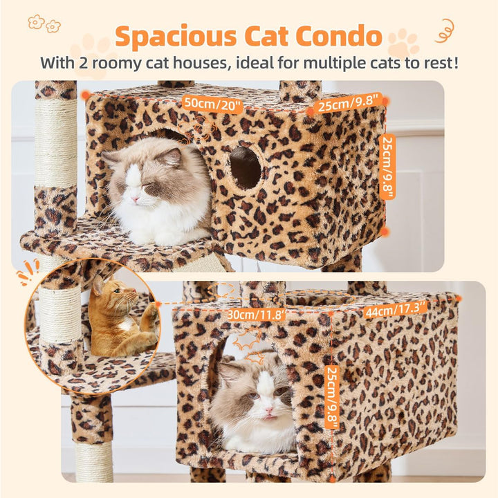Taoqimiao 180CM Kratzbaum Gross, Katzenbaum Katzen Kratzbaum Grosse Katzen Stabil mit 2 Katzenhaus,