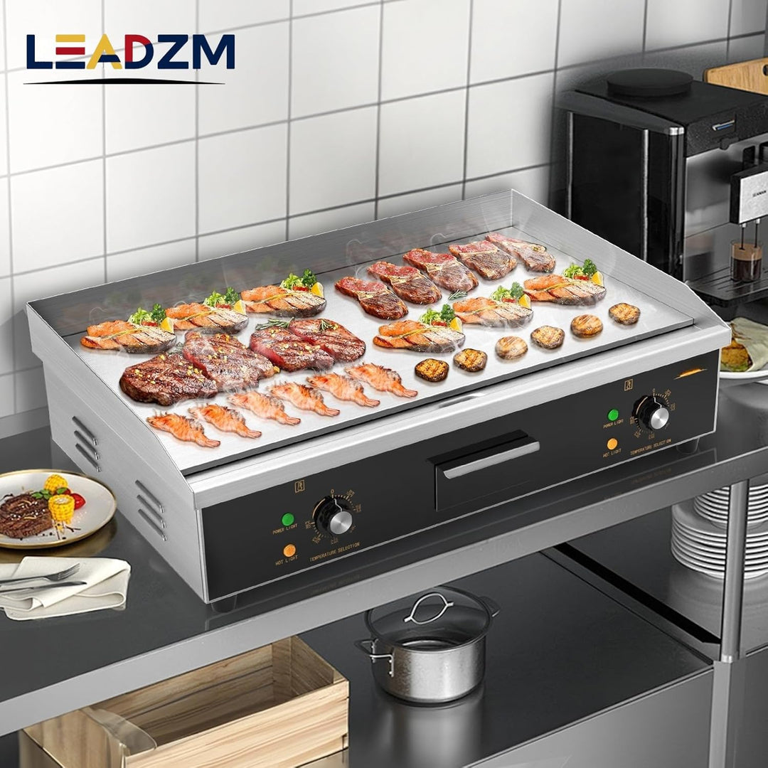 LEADZM Kommerzieller Elektrogrill Elektrisch Tischgrill, 4400W Grillplatte einstellbare Temperatur v