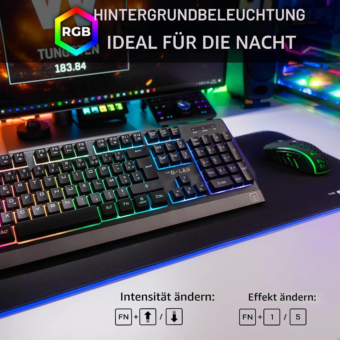 Pack Clavier - Souris Sans fil THE G-LAB Combo Tungsten (Noir)