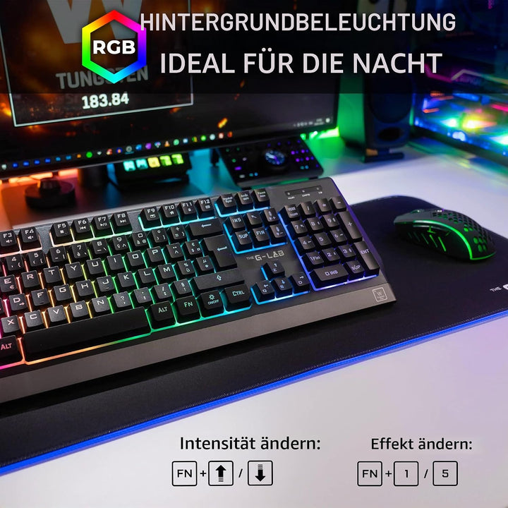 Pack Clavier - Souris Sans fil THE G-LAB Combo Tungsten (Noir)