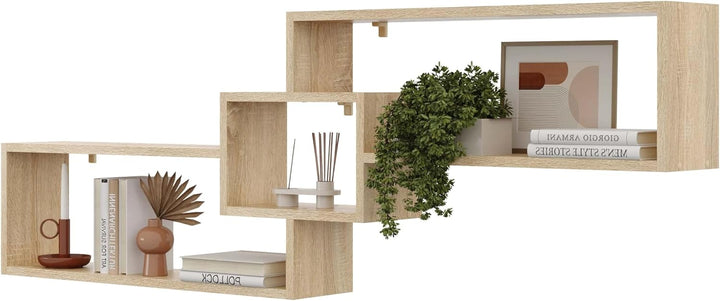 KUBUTKU Dekorativ Wandregal mit 3 Böden 158x53x18 Design Skandinavischer Modern für Wohnzimmer Küche