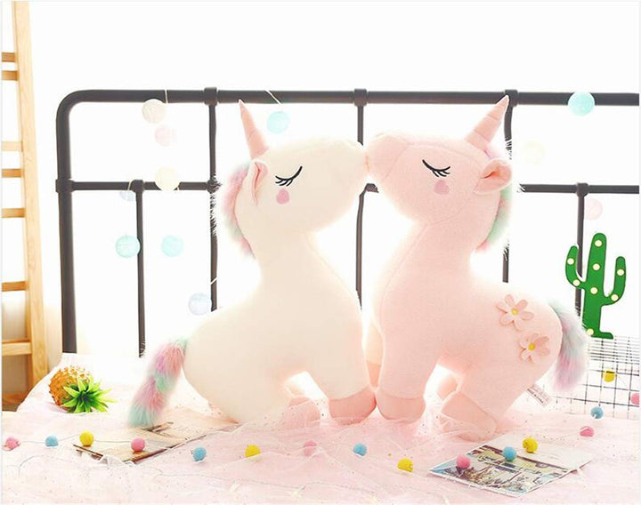 RAILONCH Plüsch Regenbogen Einhorn, Stofftier Plüschtier Kuscheltier Süss Teenager Herz Puppe Gesche