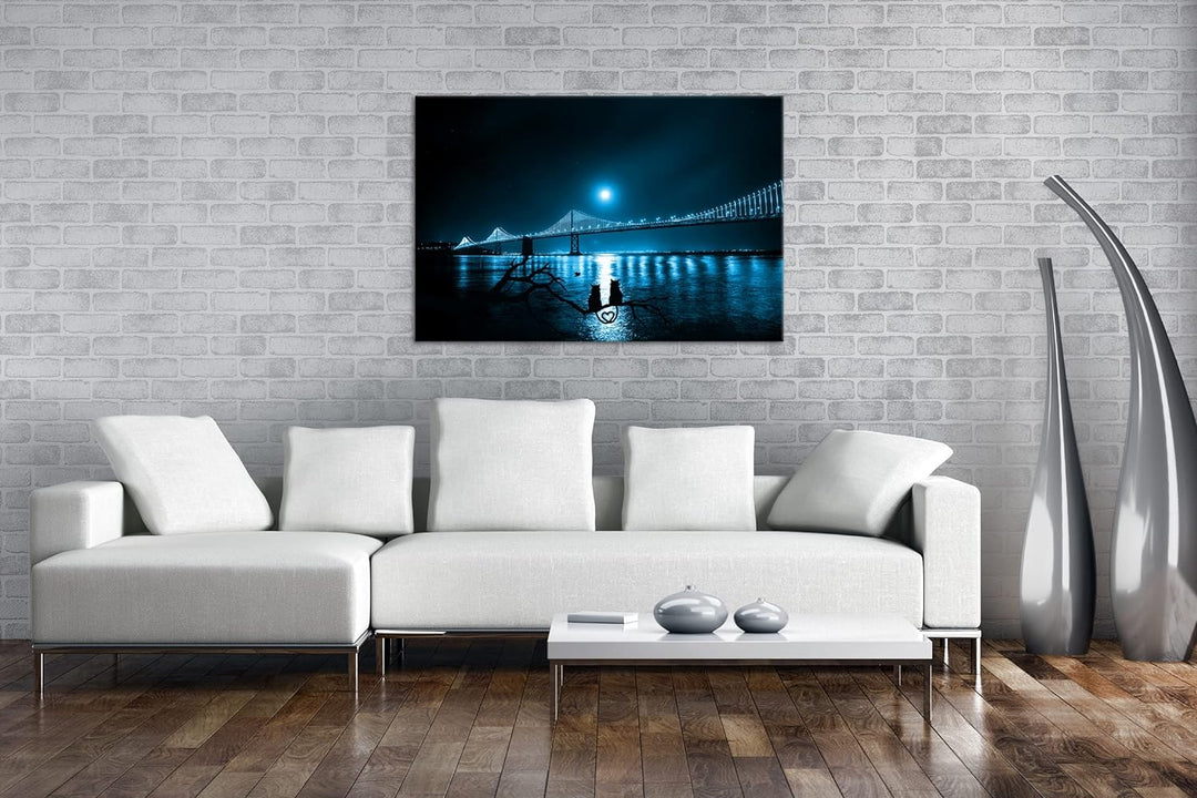 deyoli gigantische Brücke in San Francisco Format: 80x60 Effekt: Monocrome Blau als Leinwand, Motiv
