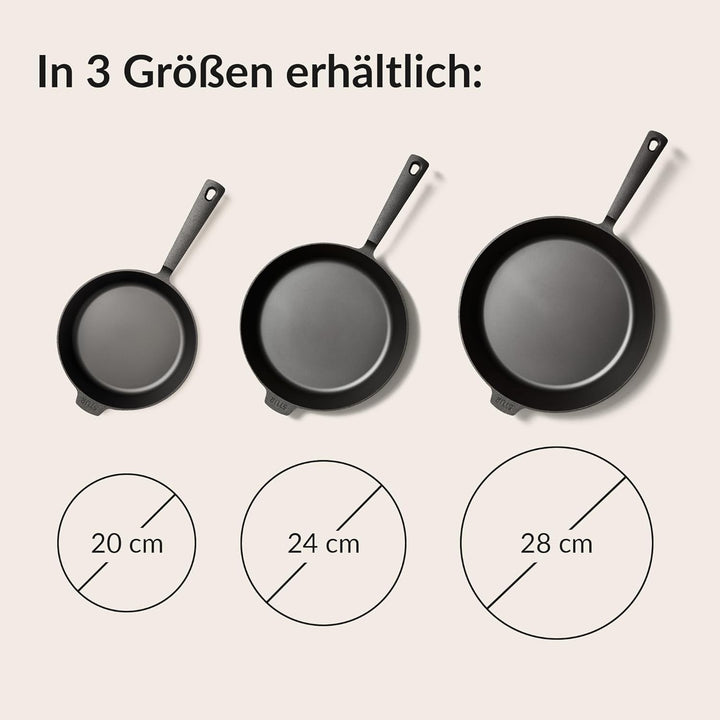 STUR - ORIGINAL Gusseisenpfanne Induktion 20 cm - Cast Iron Pan für alle Herdarten - Pfanne Gusseise