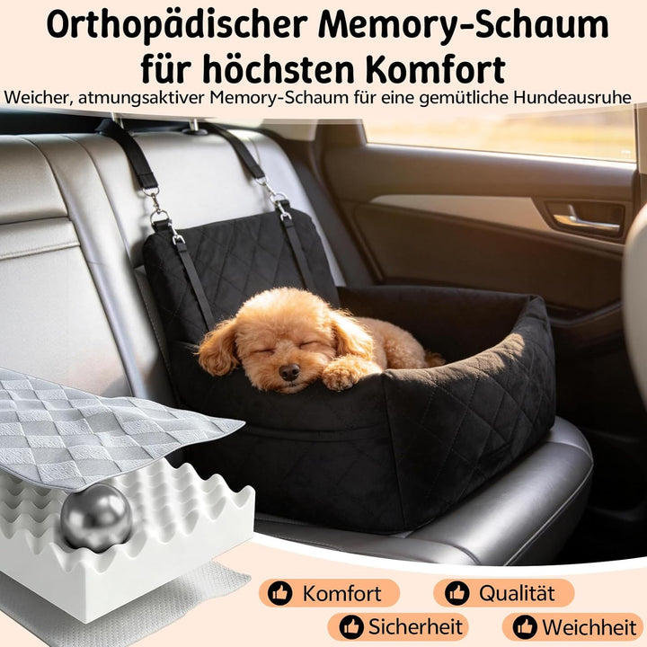 Hunde Autositz für Kleine Hunde, Hundesitz Auto mit dickem Memory-Schaum, Auto-Sitzerhöhung hundeaut